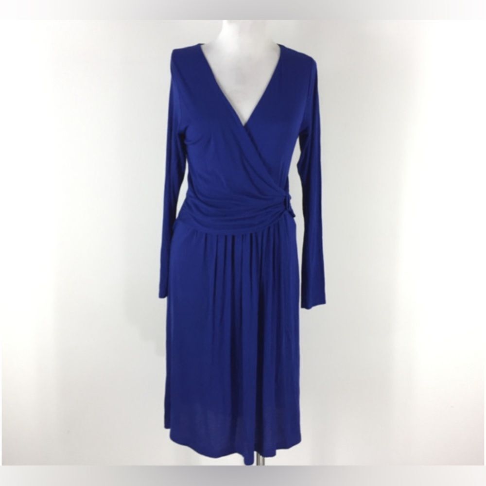 PURE Collection Royal Blue Long Sleeve Drape Waist Dress Women’s Size 8 / 10